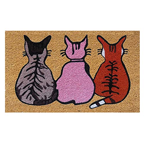 ATMAH 3 Sly Cats Coir Doormat, 45cm x 75cm - Image 1