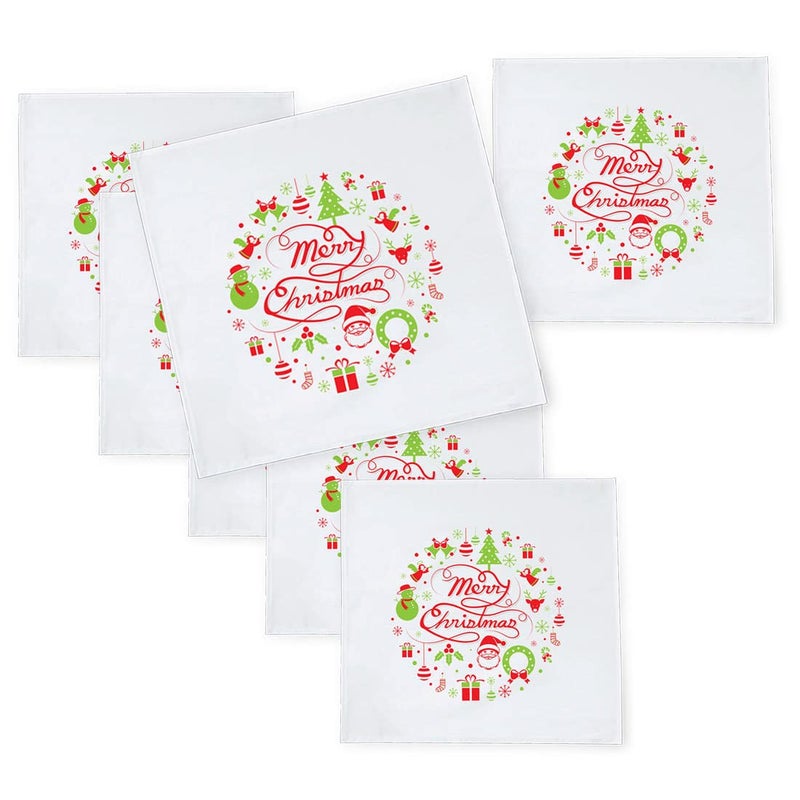 Khakee 6 Pcs Christmas Theme Silk Table Napkins 10x 10 for Xmas Decoration Christmas OrnamentsChristmas Giftxmas21082 - Image 1