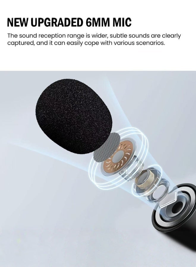ميكروفون محمول بأزرار فعلية، متوافق مع أجهزة آيفون وأندرويد وآيباد، مزود بمنفذ USB-C، ميكروفون لاسلكي صغير الحجم يُثبّت على الملابس، مزود بخاصية تقليل الضوضاء بضغطة زر واحدة، مثالي للتسجيل والبث المباشر واليوتيوب وفيسبوك وتيك توك ومدونات الفيديو. - Image 3