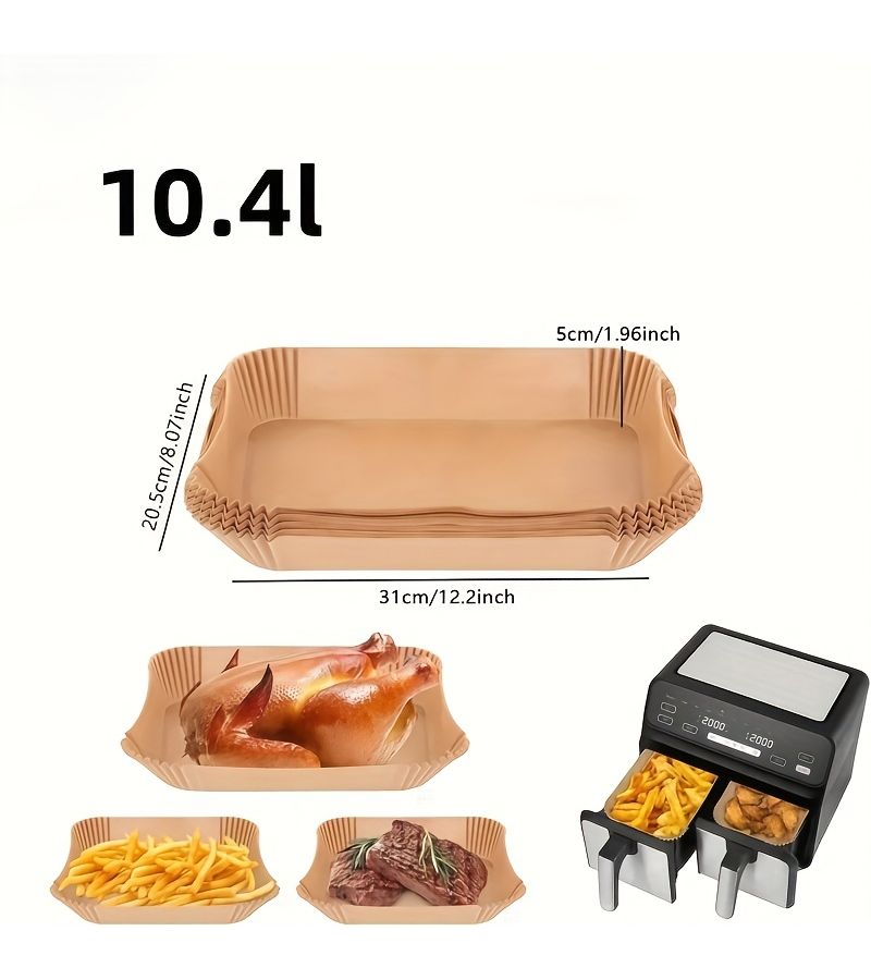 49 قطعة من ورق الخبز بلون أساسي سعة 2.75 جالون لجهاز Ninja Foodi Flex Airfryer AF500EU، مقاوم للماء والزيوت، متعدد الاستخدامات للقلاية الهوائية والميكروويف، ورق متين. - Image 3