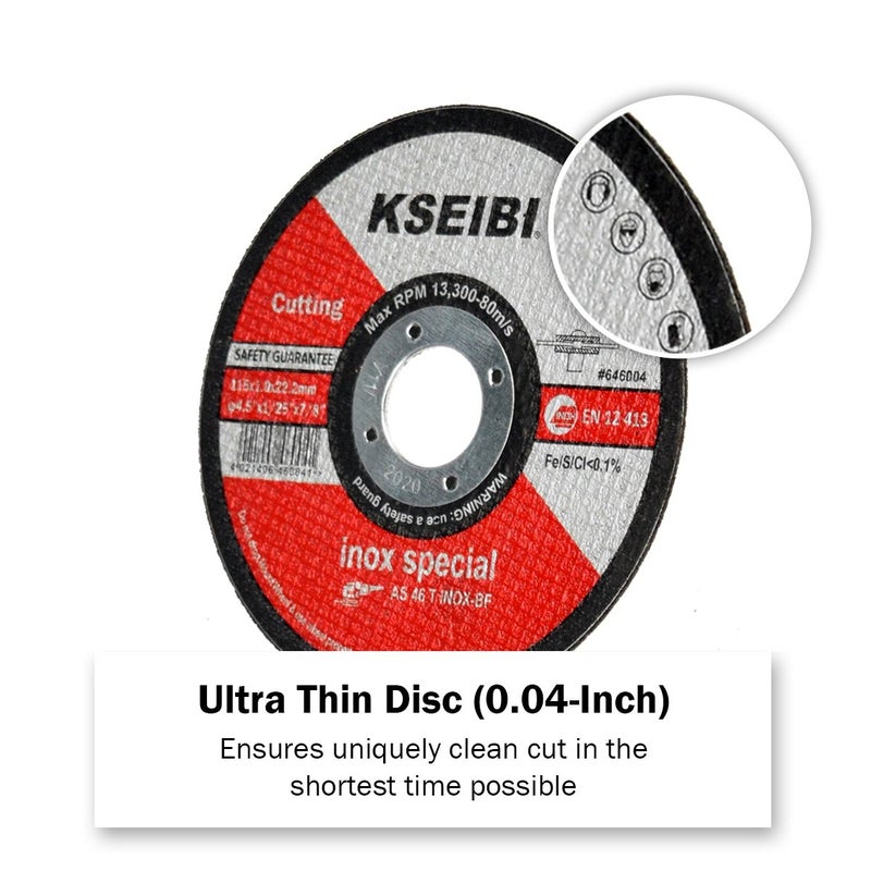KSEIBI 50 Pack 4 1/2 Cut Off Wheels for Cutting Metal Stainless Steel 0.040" Thickness, 7/8" Arbor, Type 41 Ultra Thin Angle Grinder Wheel 646004 Cut-Off Disc - Image 3