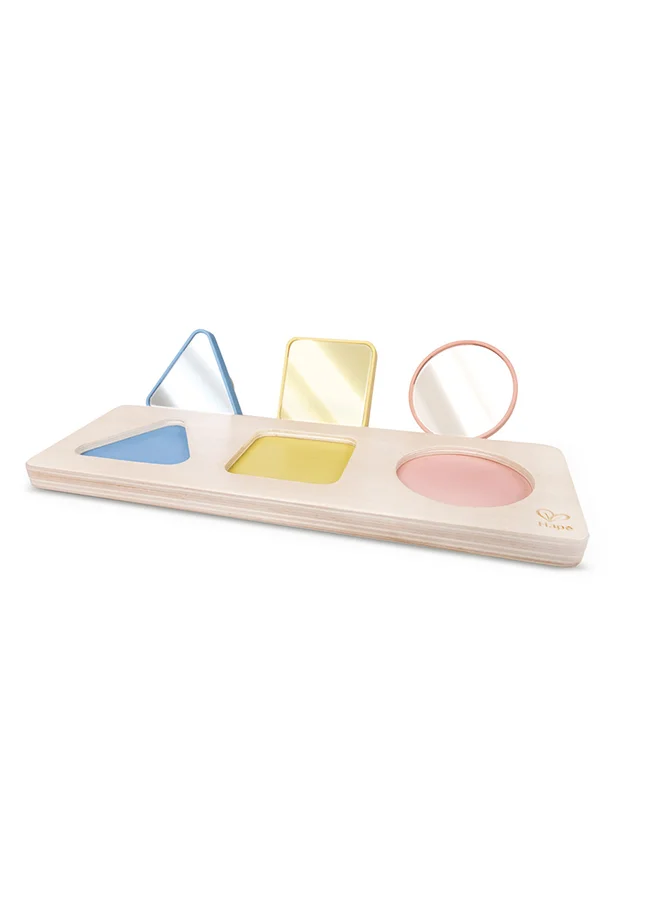 هيب Hape Wooden Montessori Mirror Shape Puzzle - 3pcs | Eco-Friendly Sensory Toy with Rice Material Shapes & Color Mirrors | Fine Motor & Shape Learning for Babies 10+ Months