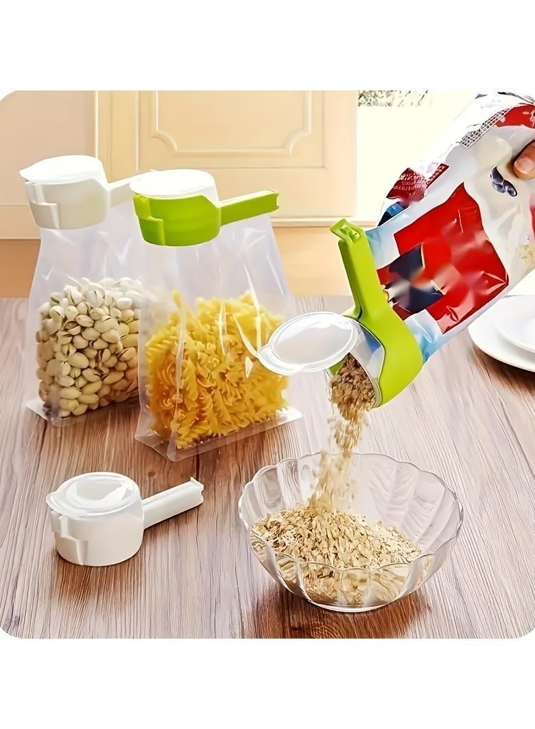 مشبك إغلاق طعام متعدد الاستخدامات مع فوهة صب - مانع للتسرب، قابل للغسل، لإغلاق الأكياس البلاستيكية للوجبات الخفيفة والأطعمة التي تحتوي على الشاي (لون عشوائي) - Image 2