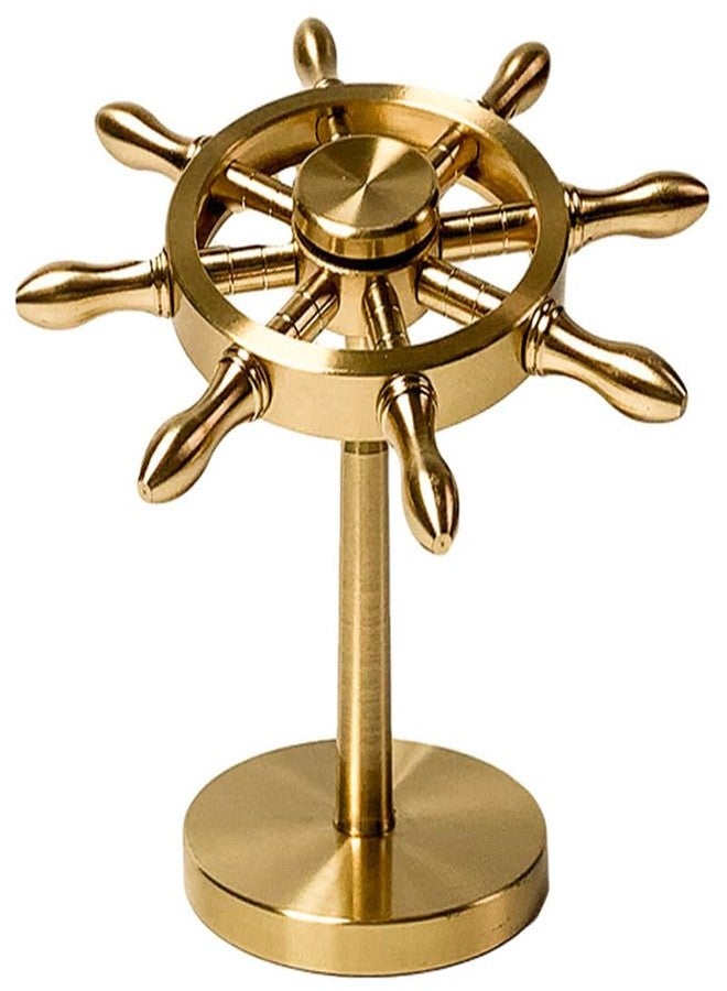 Amosfun Steering Wheel Brass Spinner Wheel Nautical Party Decoration Fidget Spinner Crafts Table Ornament Nautical Home Office Desk Decoration - Image 1