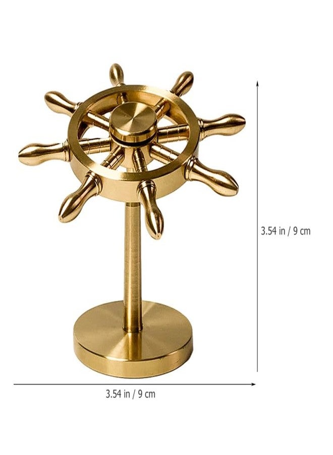 Amosfun Steering Wheel Brass Spinner Wheel Nautical Party Decoration Fidget Spinner Crafts Table Ornament Nautical Home Office Desk Decoration - Image 4