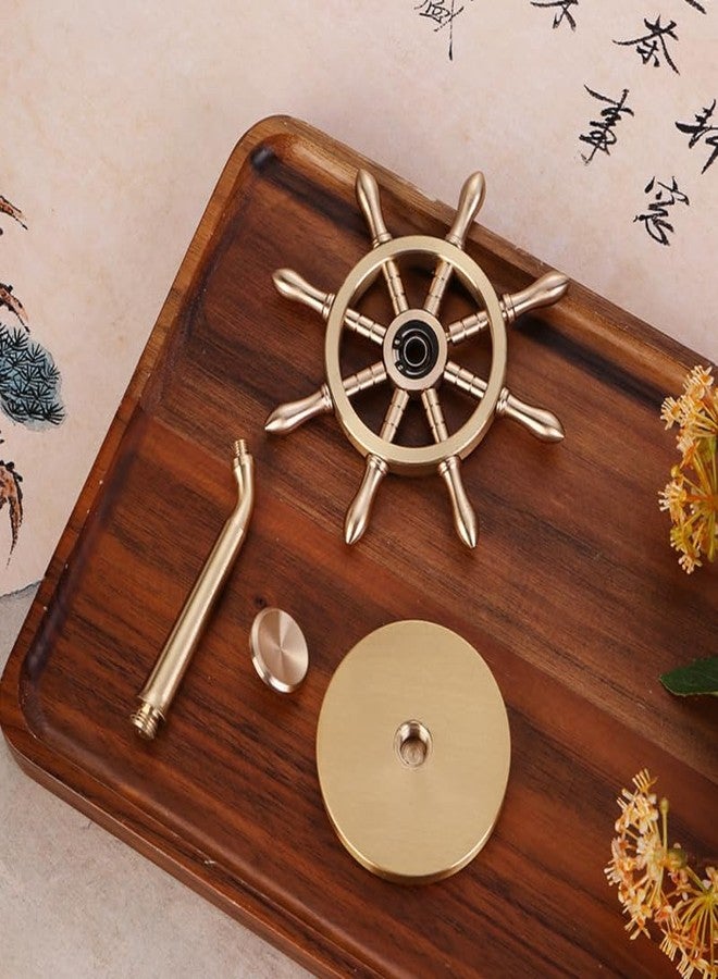 Amosfun Steering Wheel Brass Spinner Wheel Nautical Party Decoration Fidget Spinner Crafts Table Ornament Nautical Home Office Desk Decoration - Image 5