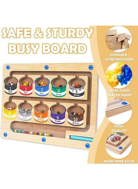 Magnetic Color and Number Maze Wooden Magnet Board Puzzles Toddler Activities