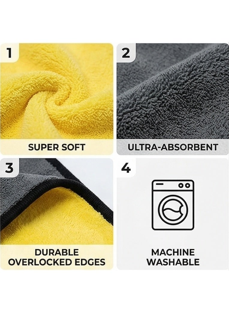SolidX Double Sided Microfiber Cleaning Cloth for Car 2PCS 40x40cm | Ultra Soft Lint-Free Scratch-Free Towels | High Absorbency Car Detailing Cloth for Interior & Exterior Use I Multi Purpose use Car, Home, Office, Kitchen - Image 4