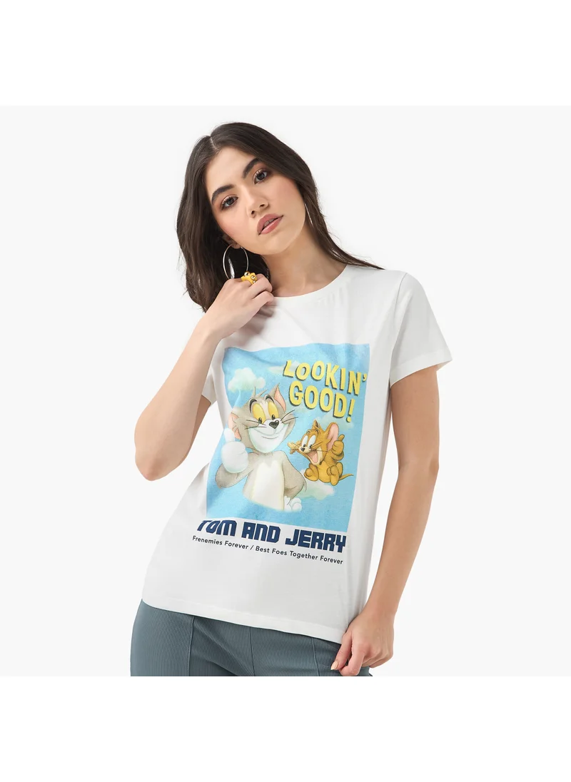 اس بي كاركترز Tom and Jerry Print T-shirt
