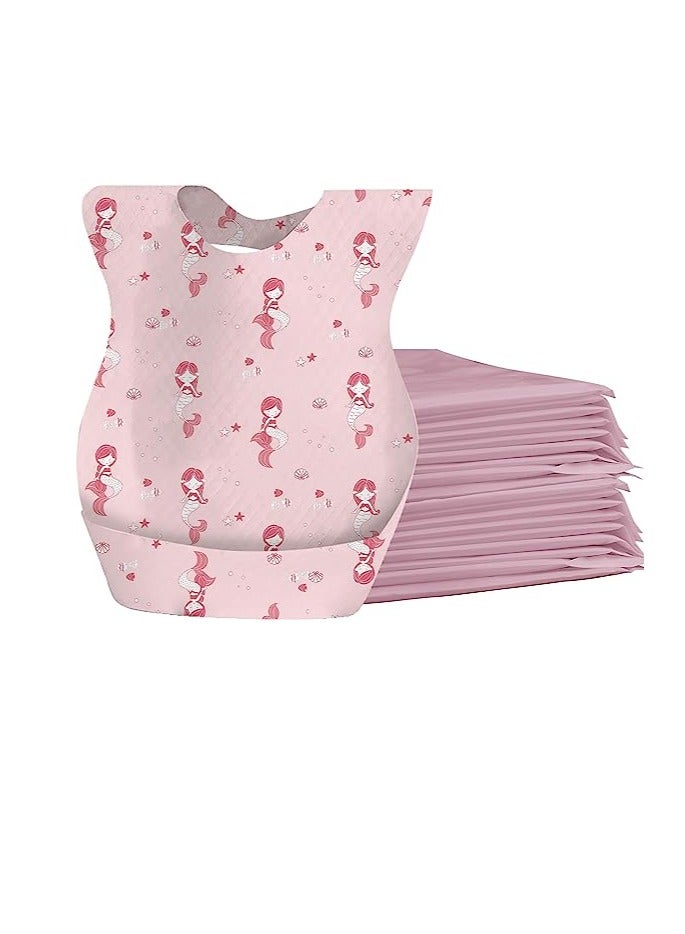 Baby Disposable Bibs Feeding Disposal Bib, Babies Self feeding Food Catcher, Waterproof Large Pocket Soft Leak Proof and Convenient Suitable for Infants Feeding Traveling Outdoor Use 25pcs - Image 1