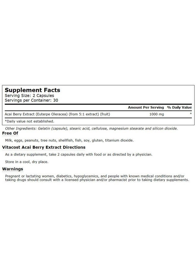 Vitacost Brand Vitacost Acai Berry Extract -- 1,000 mg per serving - 60 Capsules - Image 2