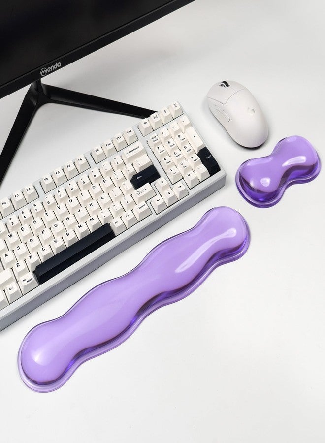 Sumgsn Ergonomic Silicone Gel Keyboard and Mouse Wrist Rest Set - Clear Wrist Rest for Keyboard 60%/68%/75%, Comfort & Support for Typing and Gaming(Purple) - Image 1