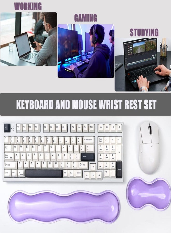 Sumgsn Ergonomic Silicone Gel Keyboard and Mouse Wrist Rest Set - Clear Wrist Rest for Keyboard 60%/68%/75%, Comfort & Support for Typing and Gaming(Purple) - Image 4