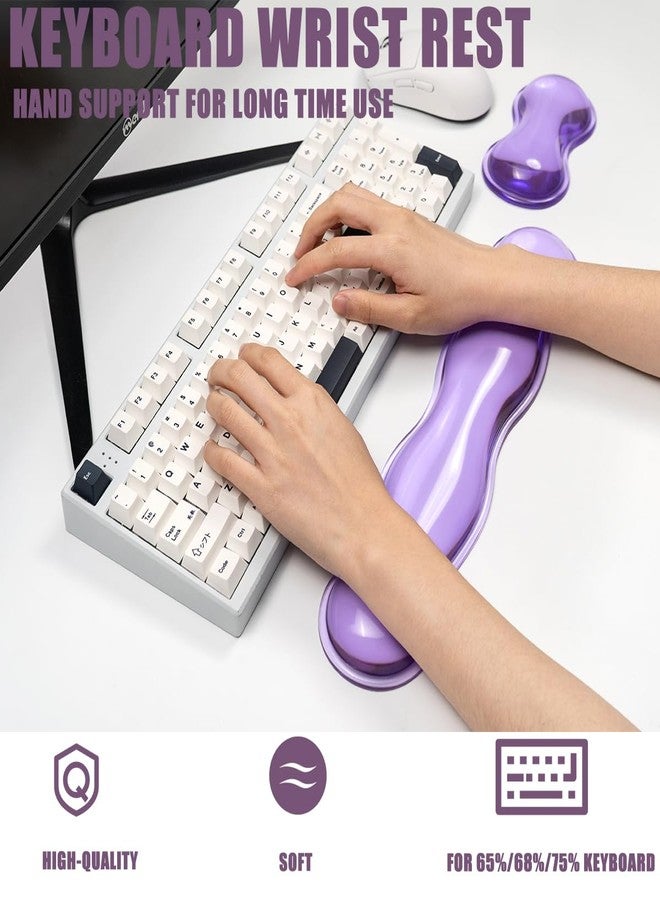 Sumgsn Ergonomic Silicone Gel Keyboard and Mouse Wrist Rest Set - Clear Wrist Rest for Keyboard 60%/68%/75%, Comfort & Support for Typing and Gaming(Purple) - Image 3