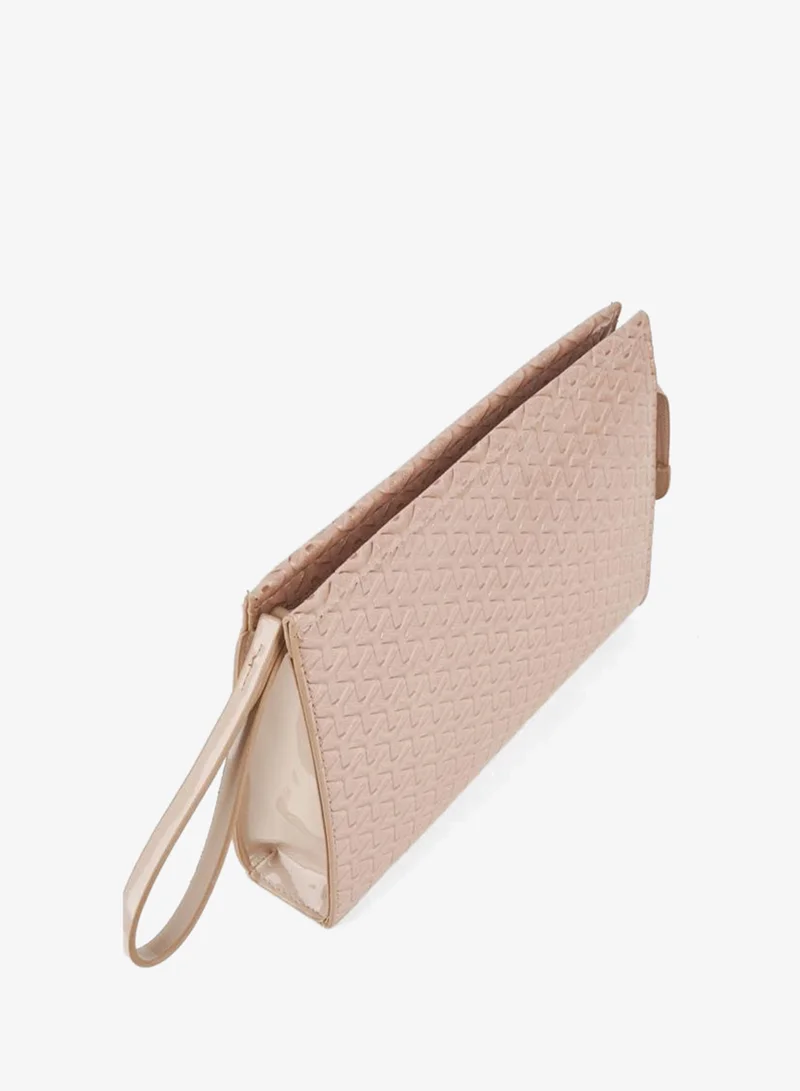 Women's Petunia Textured Vizon Lined Synthetic Leather Wrist-Strap Portfolio Handbag and Clutch.