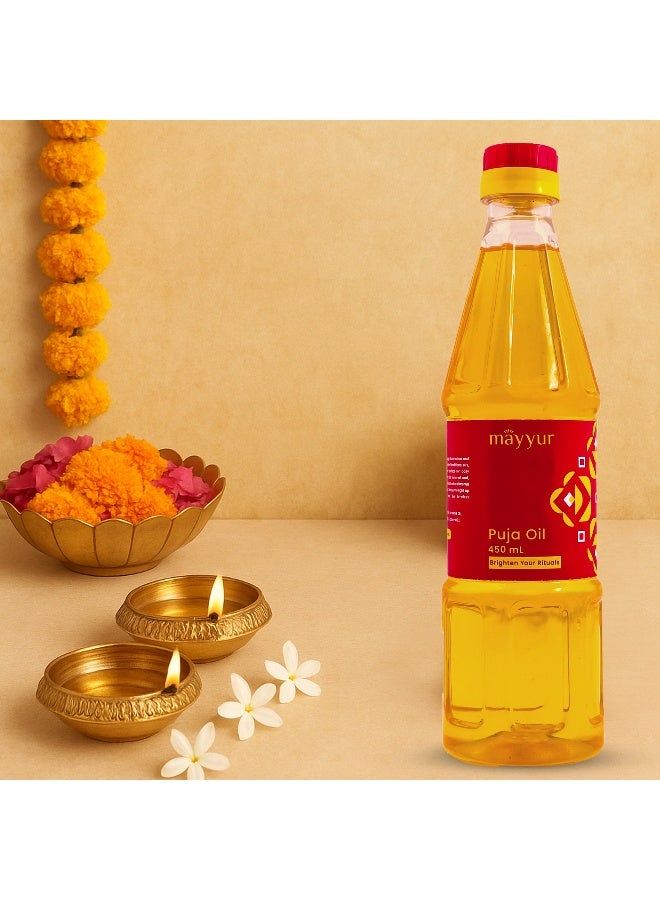 Pure Pooja Lamp Oil | Natural Spiritual Oil for Daily Pooja & Aarti | Long-Lasting Divine Fragrance 450 ml - Image 4