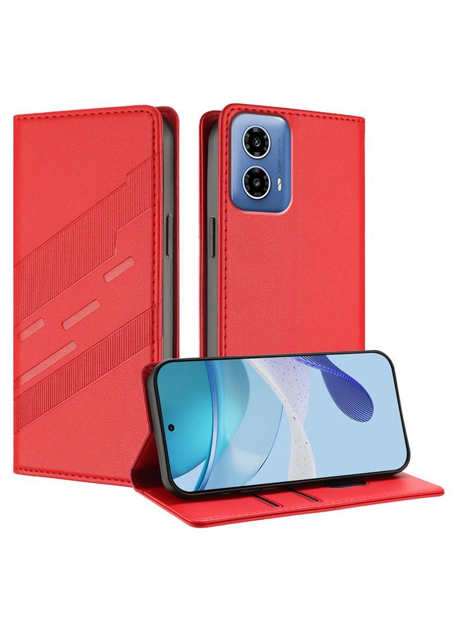 S-TOP Case For Motorola Moto G34 Embossed Multi-functional Wallet Retro Leather Phone Case - Image 1