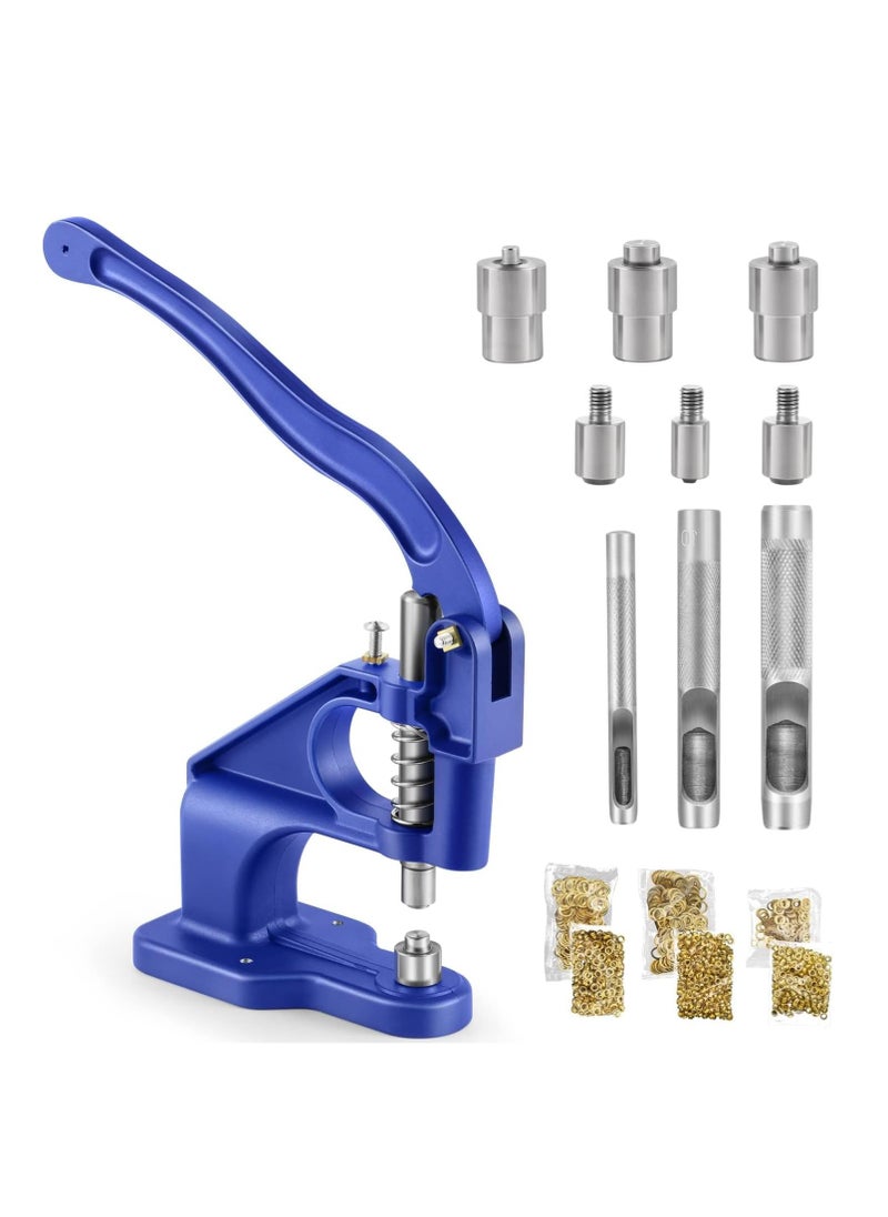 SYOSI - Press Grommet Machine Hand Heavy Duty Grommet Punch Tool Kit with 3 Dies 1/4" 3/8" 1/2",  Punch Hole Tool and 1500 Pcs Gold Grommets for Leather Shoes Cloths - Image 1