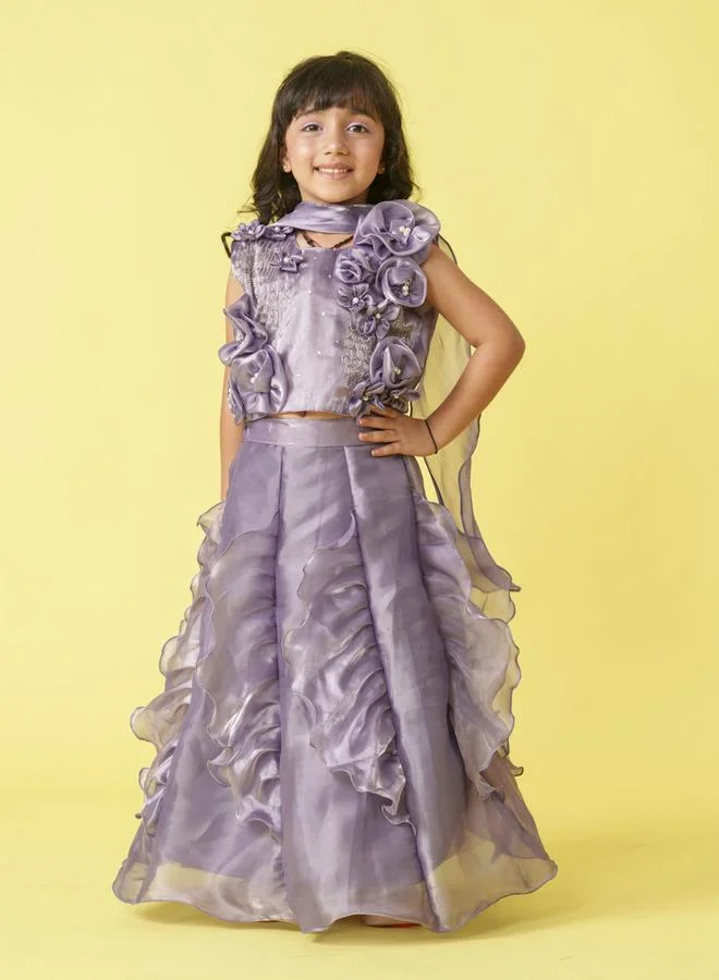 مايثيلي مجموعة من ليهينجا وبلوزة بلا أكمام مع دوباتا