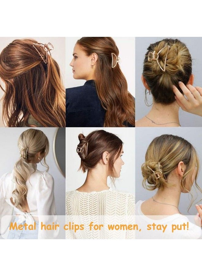 VinBee Metal Hair Clips For Women Hair Claw Clips Medium For Thick Hair 3 Pack (Silver + Gold + Rose Gold) - Image 4