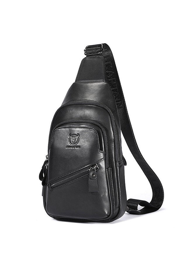 BULLCAPTAIN Genuine Leather Sling Bag Men Shoulder Bag Multi-pocket Chest Bag with USB Charging Port  - Image 1