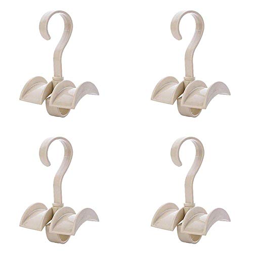 KolorFish Rotating Handbag Hanger Rack Closet Storage Organizer Hooks for Ladies Bag Belt Tie Scarf (Pack of 4) Cream - Image 1