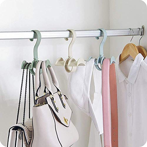 KolorFish Rotating Handbag Hanger Rack Closet Storage Organizer Hooks for Ladies Bag Belt Tie Scarf (Pack of 4) Cream - Image 5