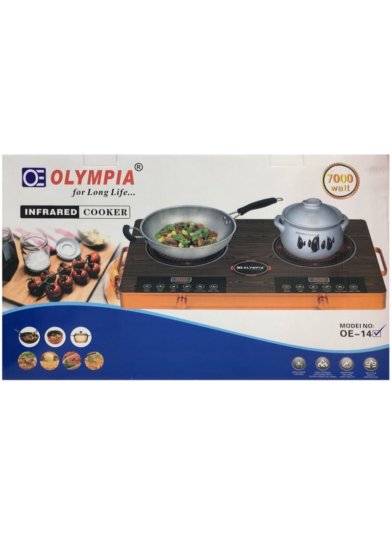 Olympia Double Burner Infrared Cooker - 4 Digit LED Display | Multi-Stage Power Settings with Knob Control and Touch Control | Portable and Compact Infrared Cooker  - Image 3