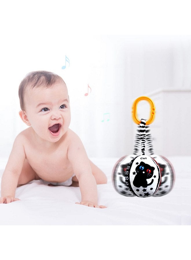 KAKIBLIN Baby Hanging Rattle Toys, 4 Pack Black and White Car Seat Baby Toys Soft Squeaky Stroller Toy for Baby Montessori Sensory Toys 0-12 Months for Newborn Infant, White and Black - Image 5