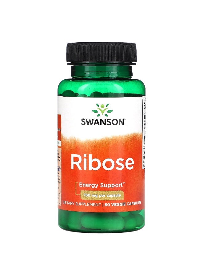 Swanson, Ribose, 750 mg, 60 Veggie Capsules - Image 1