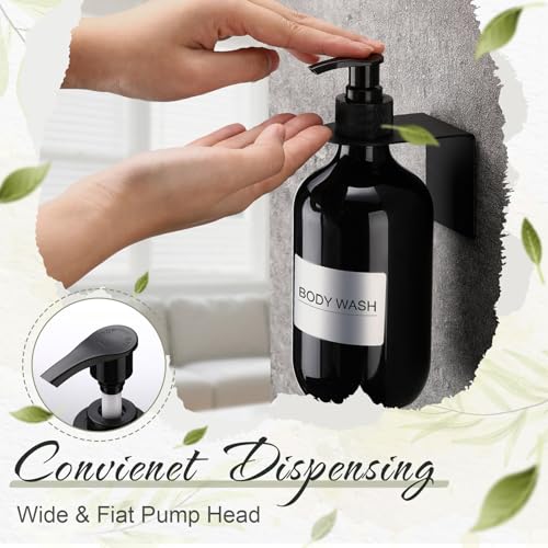 Remerry 6 Pack Shampoo and Conditioner Dispenser Wall Mount 17oz No Drill Shampoo and Conditioner Dispenser with Matte Pump and Waterproof Labels Shower Soap Bottles Wall Mounted for Home Bathroom - Image 5