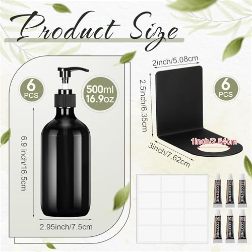 Remerry 6 Pack Shampoo and Conditioner Dispenser Wall Mount 17oz No Drill Shampoo and Conditioner Dispenser with Matte Pump and Waterproof Labels Shower Soap Bottles Wall Mounted for Home Bathroom - Image 2