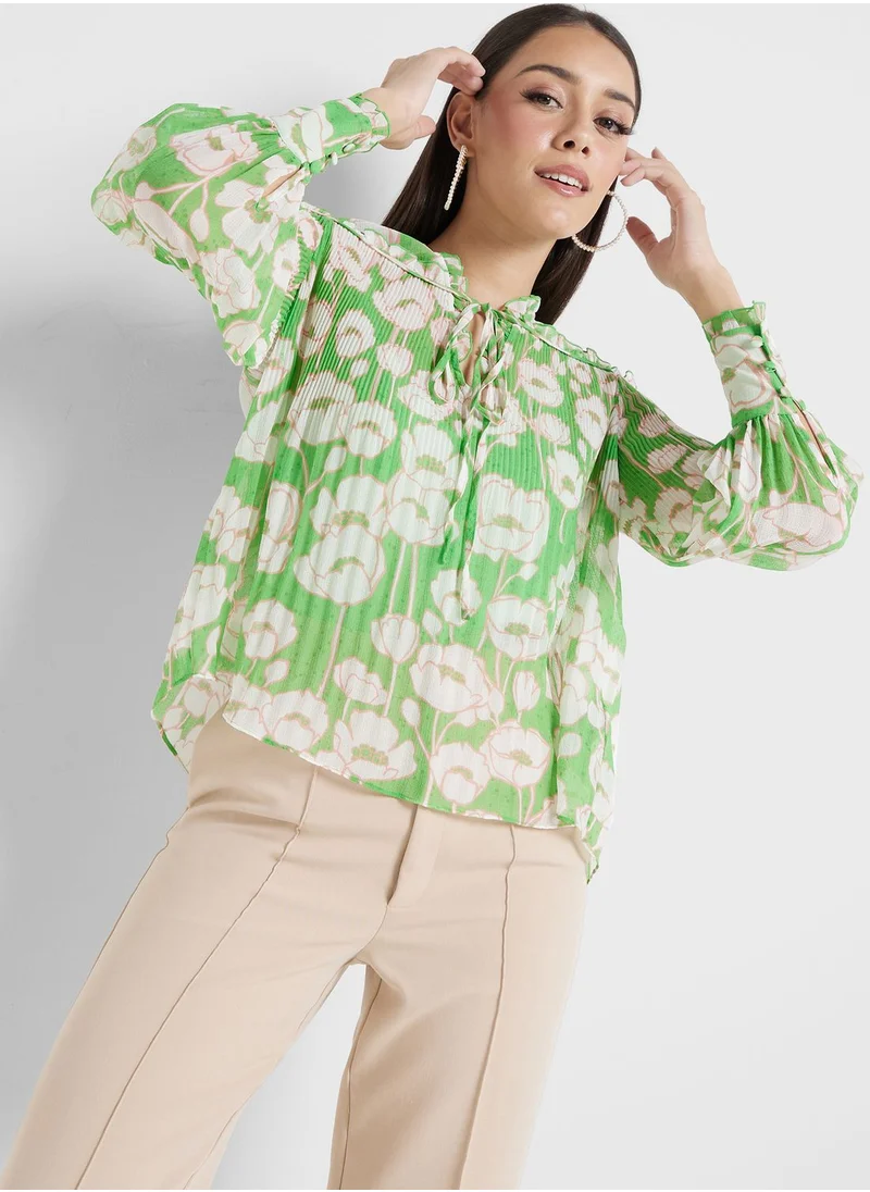 Ted Baker V-Neck Floral Printed Top