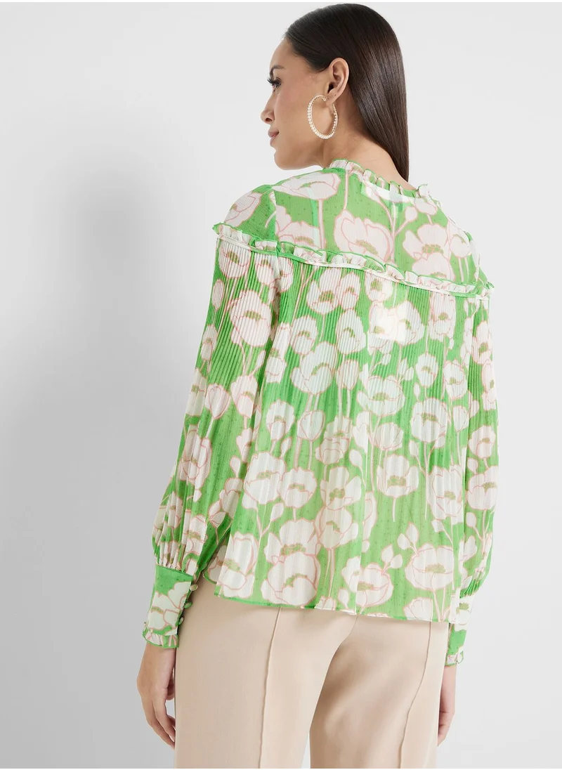 Ted Baker V-Neck Floral Printed Top