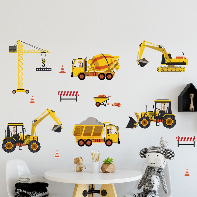 🏠 ملصق حائط سيارات كرتونية لاصق ذاتي 30 في 60 سم برتقالي مجموعة - Image 1