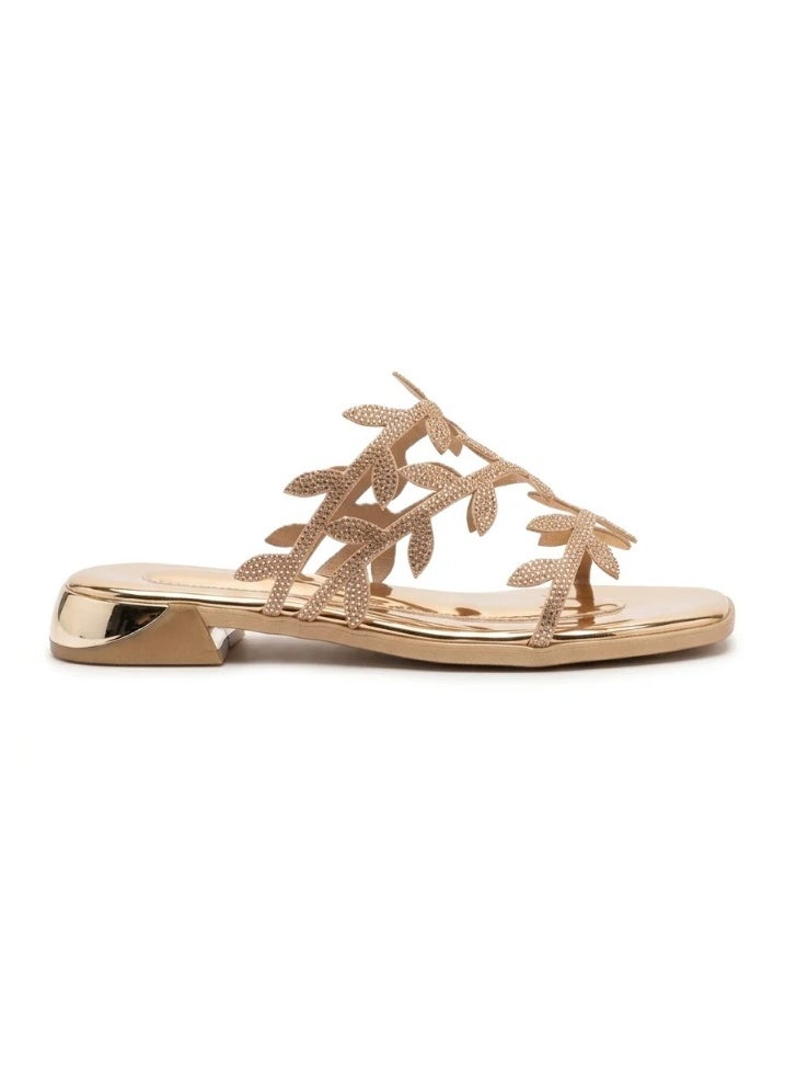 Vbranda Elegant Flat slippers with Sparkling Leaf Detail SF-73 - Image 1