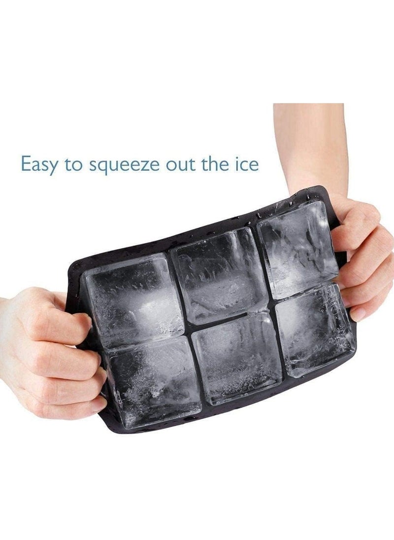 Beauenty Ice Cube Trays Silicone Set of 2, Sphere Round Ice Ball Maker and Large Square Ice Cube Mold,Black  - Image 3