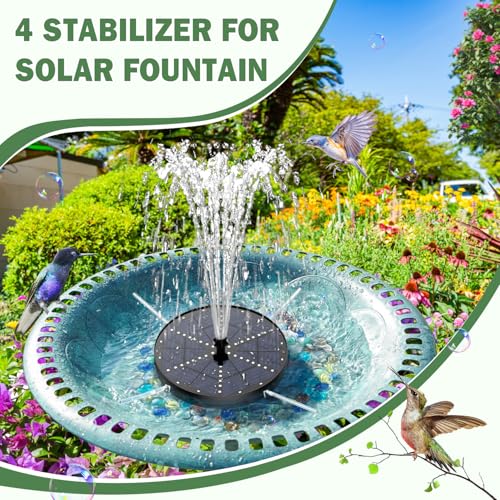 Yzert Upgraded Solar Fountain Bird Bath with 60 LED Lights, Solar Powered Water Fountain Pump with 4000mAh Battery 7 Nozzles 4 Fixers, for Garden Patio Pond Birdbath Pool - Image 5