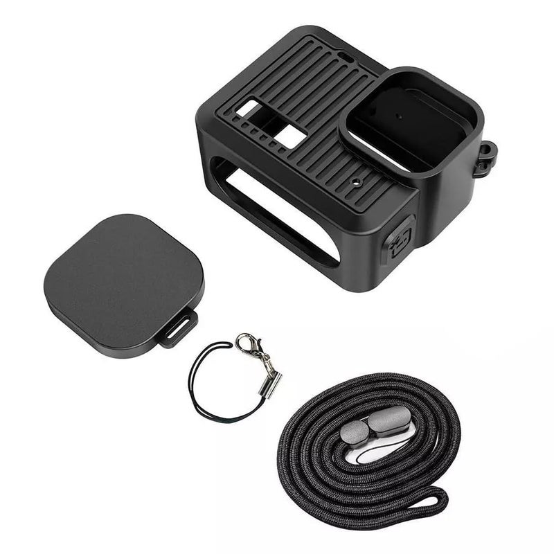 Action Pro Silicone Protective Cover + Lens Cap Compatible with GoPro Hero 4K Tiny Action Camera (Black) - Image 1