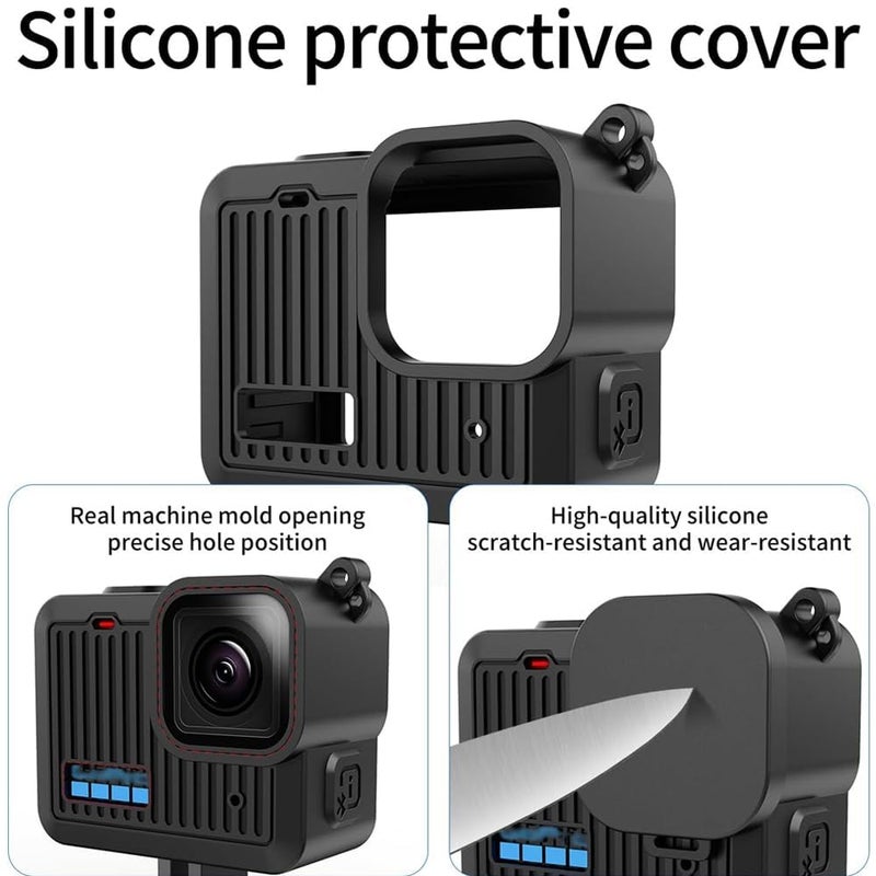 Action Pro Silicone Protective Cover + Lens Cap Compatible with GoPro Hero 4K Tiny Action Camera (Black) - Image 5