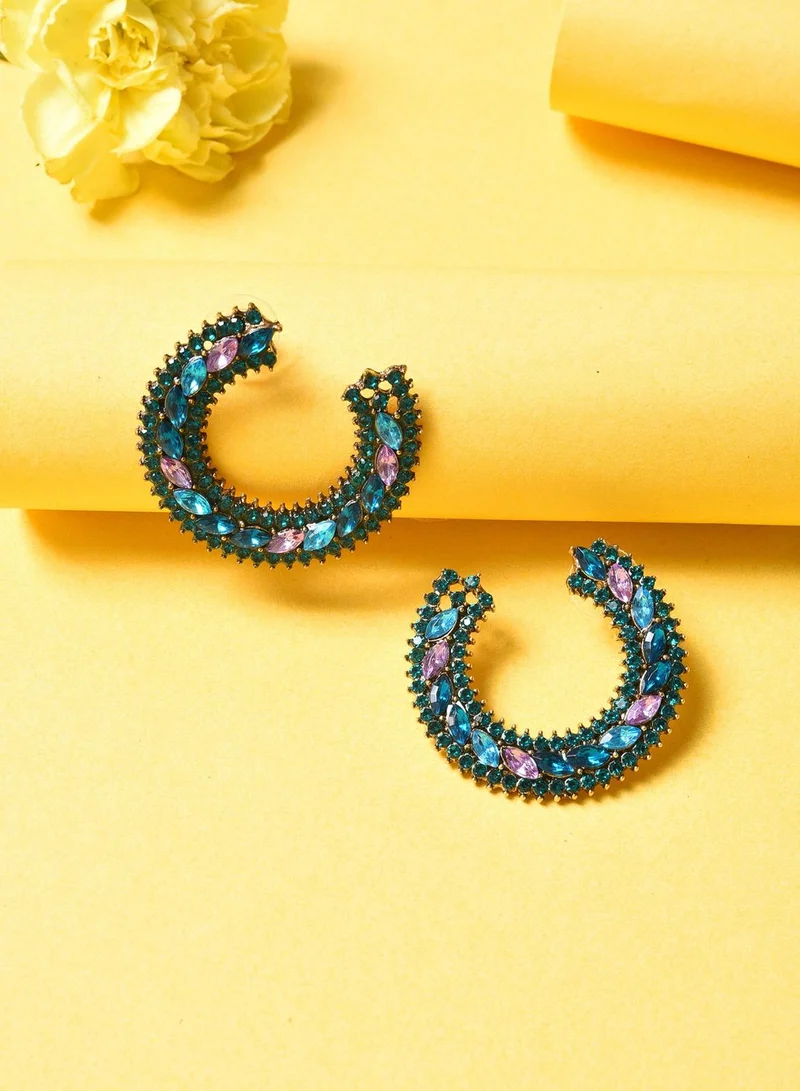 SOHI Trendy Designer Stone Hoop Earring