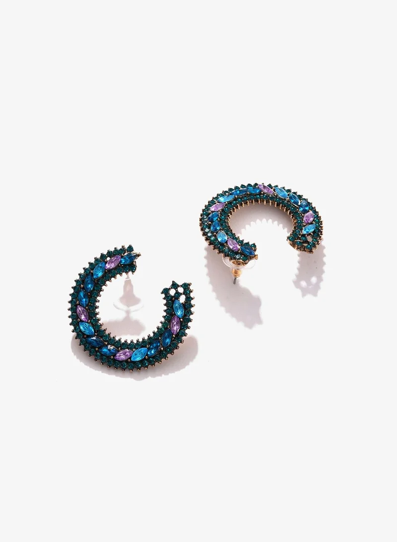 SOHI Trendy Designer Stone Hoop Earring