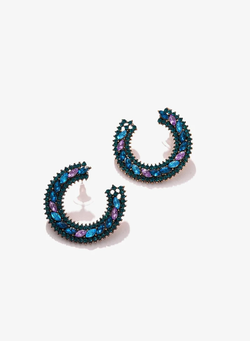 SOHI Trendy Designer Stone Hoop Earring