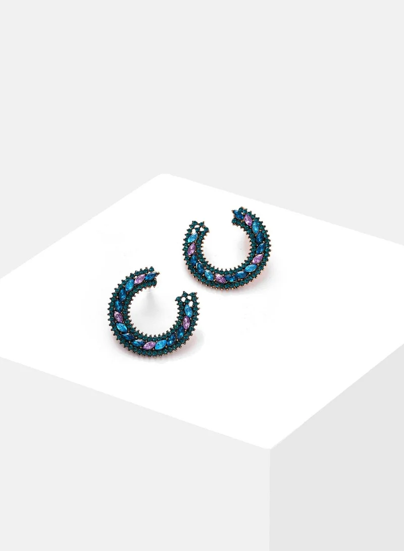 SOHI Trendy Designer Stone Hoop Earring