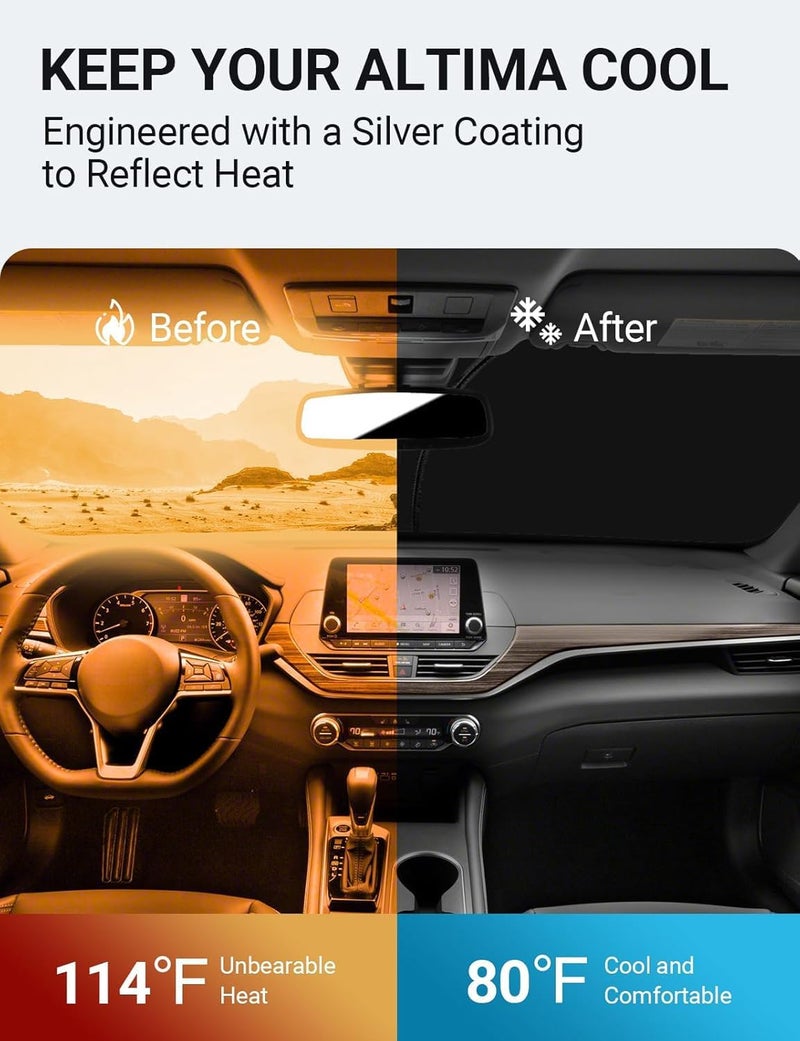 Proadsy Windshield Sun Shade Custom Fit 2023 2022 2021 2020 2019 Nissan Altima Foldable Sunshade Protector - Image 3