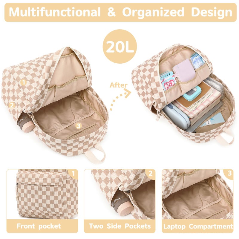 Bluboon Backpack for School Girls Backpack Cute Corduroy Bookbag Kids Backpack Laptop Backpack Gifts for Women - Image 3