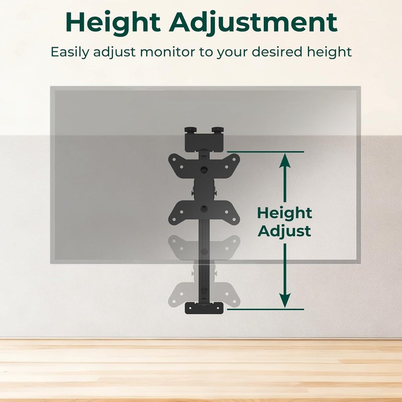 Dinghosen Height Adjustable Worker Cubicle Monitor Mount, Office Cubicle Monitor Hanger, VESA 75x75/100x100mm, Clamp Hook Top Holds Up to 17.6 lbs, Black, with Screws - Image 4