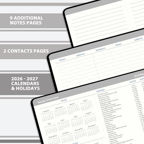 MaaIbok Pocket Planner 2026, Jan 2026 - Dec 2026, 2026 Weekly & Monthly Calendar, 6.3''×3.8'', Pen Loop, Back Pocket, Elastic Closure, Note Pages - Image 5