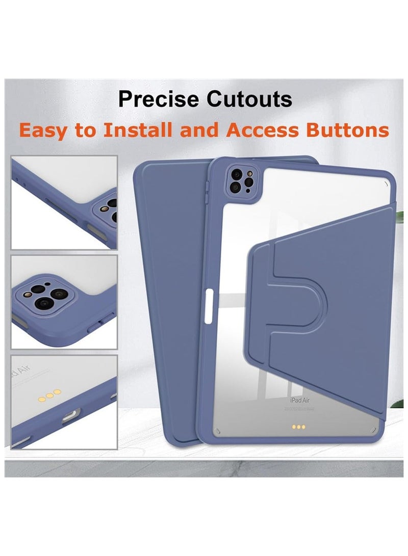 DUSALA 2 IN 1 Rotating Case for iPad Pro 13-Inch M4 (2024) with Pencil Holder,360 Degree Rotation Protective Stand Slim Cover Clear Back, Auto Wake/Sleep With Tempered Glass - Image 3