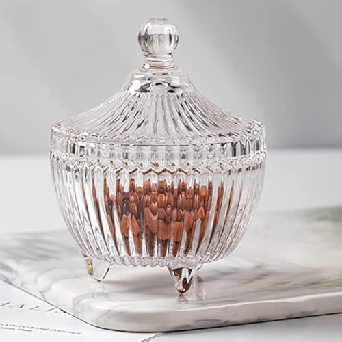 WRINGO Premium Glass Candy Dish With Lid, Crystal Candy Jar, Cookie Jar, Decorative Candy Bowl, Jewelry Dish, Covered Candy Jars For Buffet, Kitchen, Home, Office Desk - Image 1